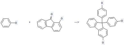The <sup>9</sup>H-Fluoren-9-one,1-hydroxy- could react with phenol, and obtain the 9,9-bis-(4-hydroxy-phenyl)-9H-fluoren-3-ol. 